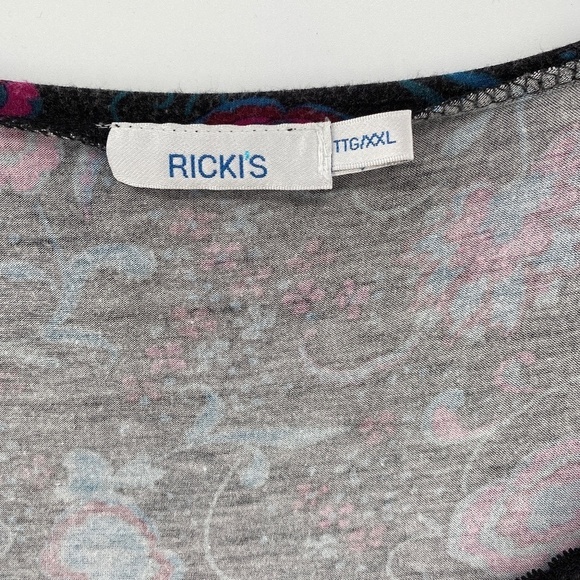 🎁5/$25 Ricki's Blouse Women's 'XXL Boat Neck Shirt  Black Pink Long Sleeve Top - Picture 2 of 8